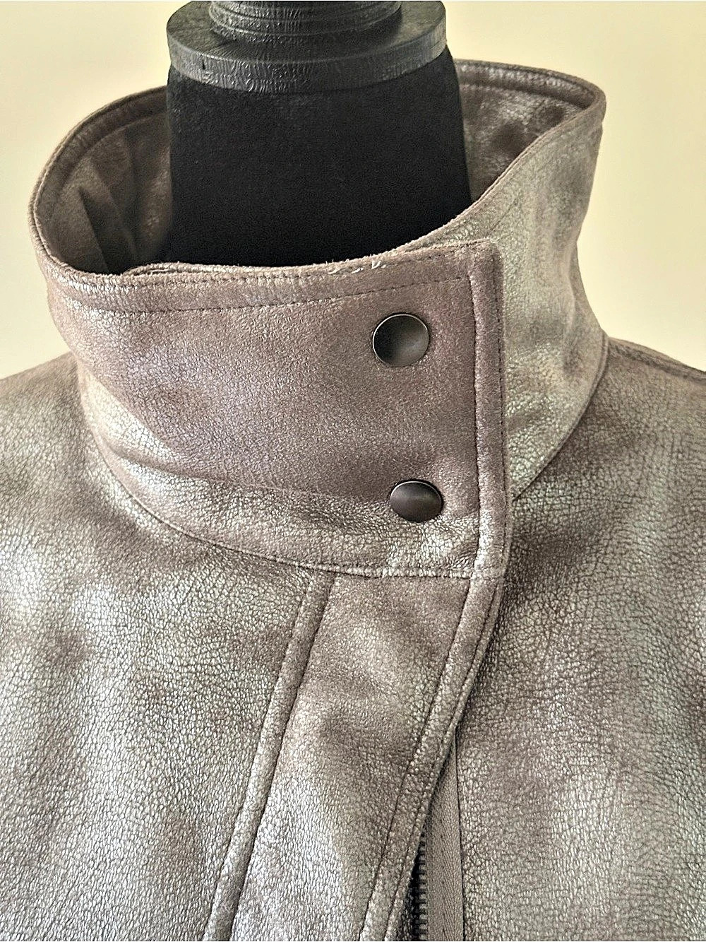 Via Spiga Faux Shearling Moto Jacket Gray XL Like New - Picture 7 of 15
